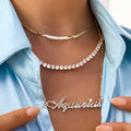Creativity 3pcs/set Multilayer Zircon Crystal English Letter Alphabet 12 Zodiac Sign Necklace
