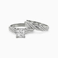 SGARIT Fine Jewelry Asscher Cut VVS Moissanite 14K White Gold 1CT Wedding Ring Set Couple Bridal Set
