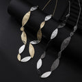 Custom Sparkly Two Tone Leaf Shaped Long Sweater Chain Necklace for Women