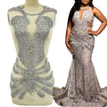 WDP-442 Latest Shiny Luxury Rhinestone Ball Gown Crystal  Bodice  Applique for Wedding Dress Evening Party