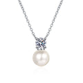 S925 Sterling Silver Moissanite Pearl Pendant Classic Premium Necklace for Wedding Engagement or Gift