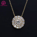 Customized Fashion14K Solid Gold  Jewelry Pendant  0.5 Carat Round Cut Moissanite Engagement Necklace for Women