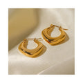 ERESI French 18K PVD Gold Plated Stainless Steel Waterproof Jewelry Trendy Fashion Geometric Hollow Statement Hoop Earrings