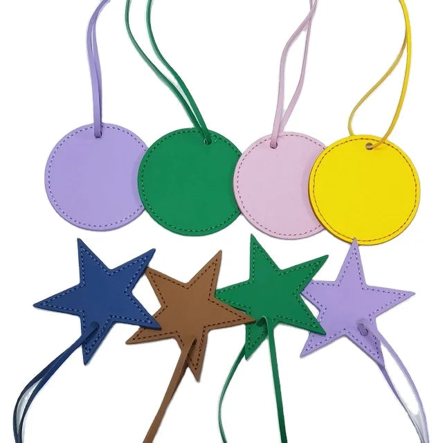 Wholesale Leather Hanging Tags Embossed PU Leather Hanger Printing Hanger for Cars or Bags
