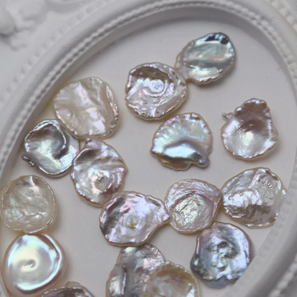 11-13mm White Freshwater Thin Keshi Pearl Petal Shape Loose Beads for Jewelry Making DIY for Women and Girls