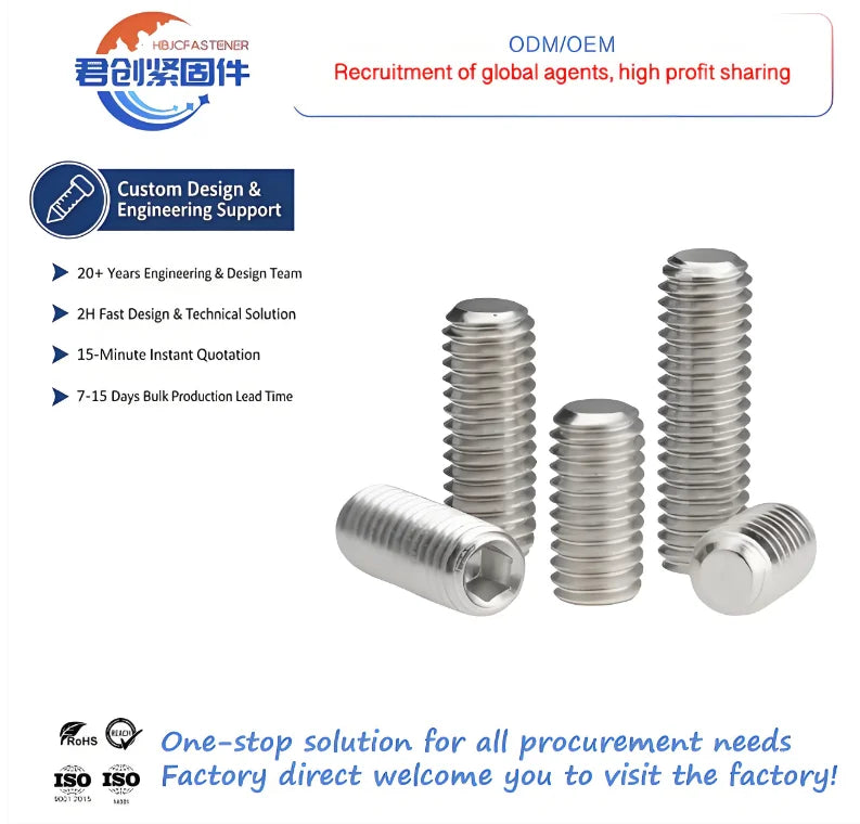 Din Standard Stainless Steel Grub Screw Set Zinc Plated Finish 304 Material Various M10 M8 M6 M5 M4 M3 12mm 16mm 30mm Plain