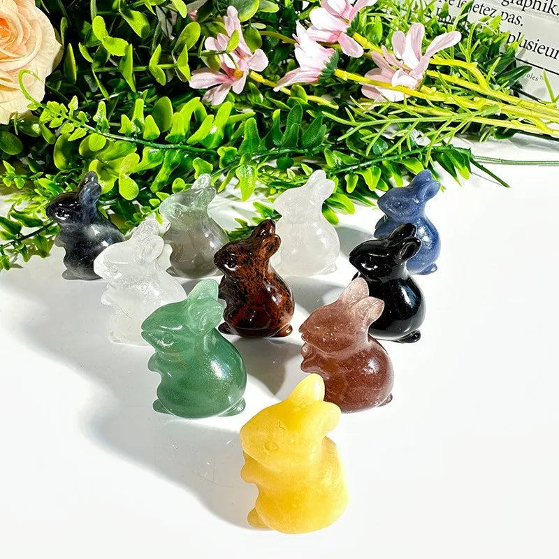 Natural Crystal Rabbit Ornaments Crystal Crafts Rabbit Ore Jade Rabbit Small Carving Ornaments Wholesale
