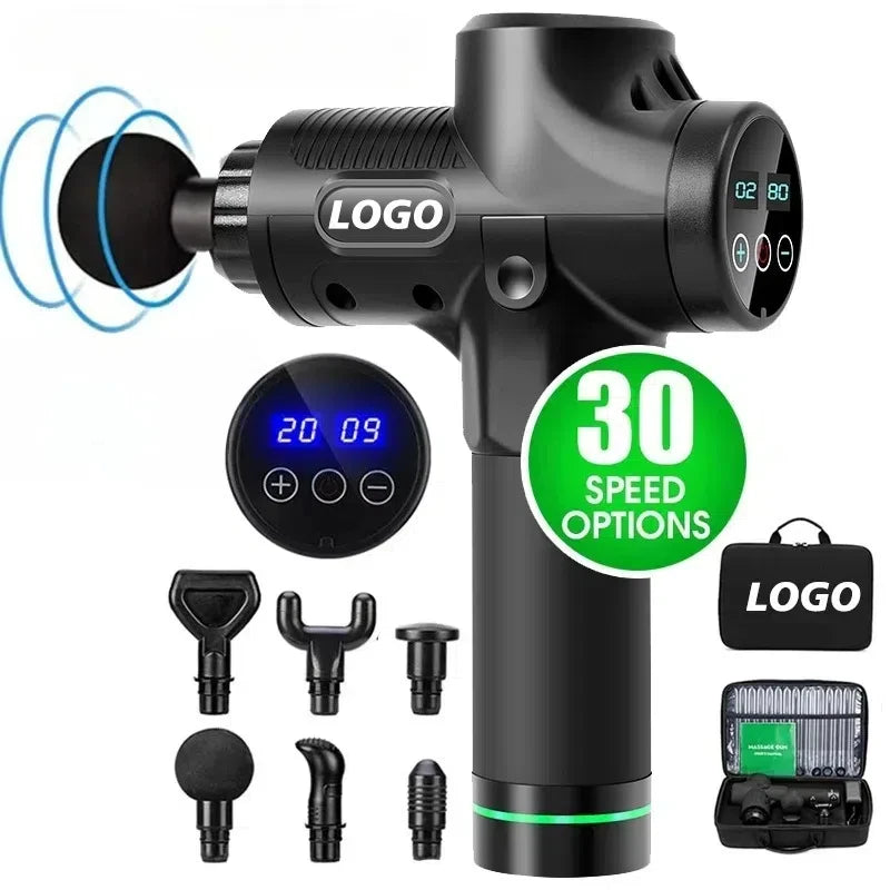 Custom Logo Professional Massager Gun Type-c 30 Speed Relaxation Fascia Massage Gun Vibration Therapy Muscle Massage Gun
