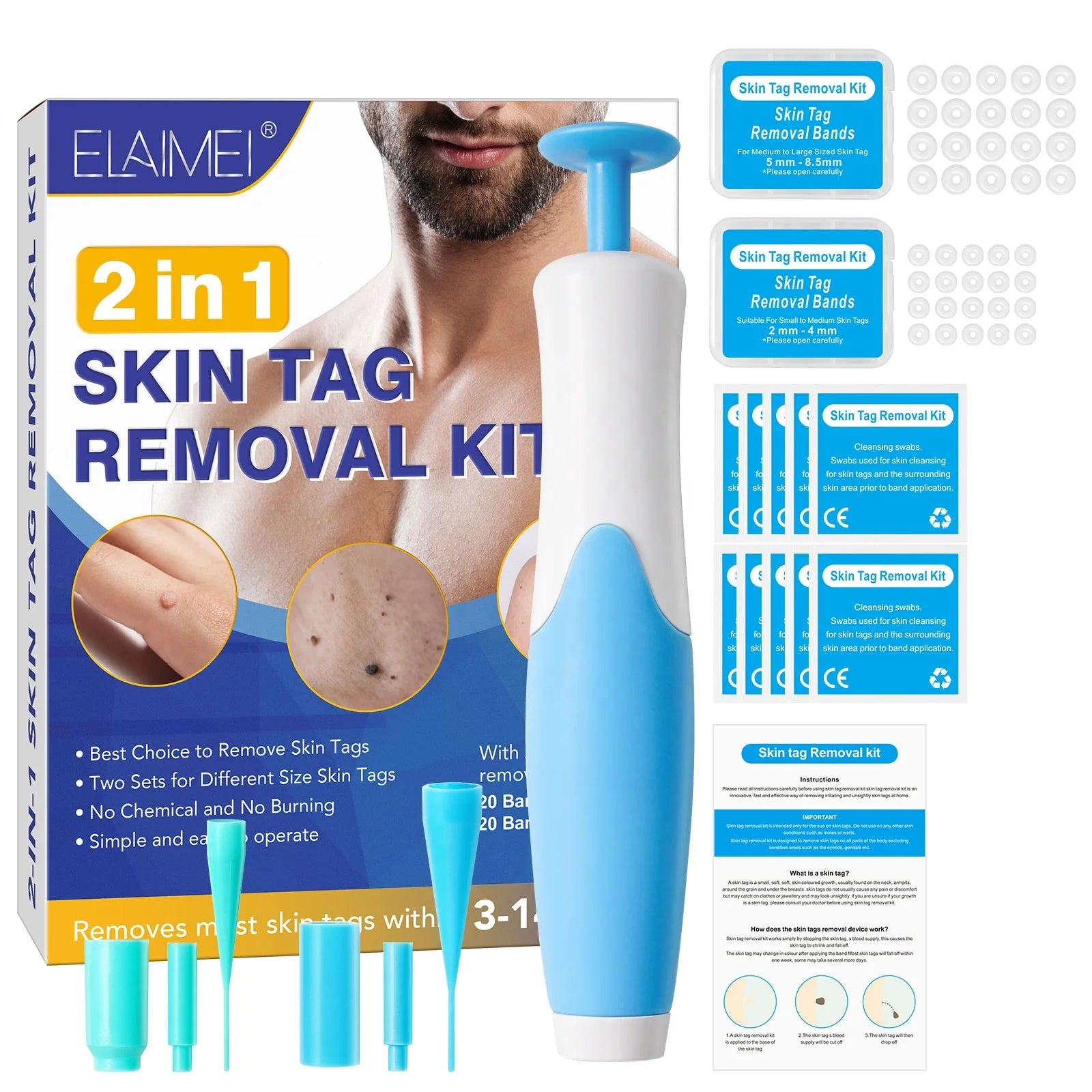 ELAIMEI Skin Care Micro Auto Painless Safe Skin Tag Removal Pen Fast Effective Skin Tag Remover Tools