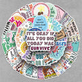 50 Pcs Positive Energy Mental Health English Inspirational Text PVC Waaterproof Stickers for Skateboardslaptopscups and Books