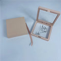 Recyclable Bracelet Pink Kraft Paper Gift Jewelry Box PE Film Suspension Packaging Display Frame Case Cardboard Drawer Box 9x9