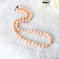 Vintage Size 8-9mm Round High Quality Genuine Freshwater Pearl Stainless Steel Chain Necklace Jewelry