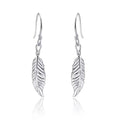 Fashion Jewelry 925 Sterling Silver Fishhook Feather Dangle Drop Hook Earrings for Women