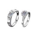 XJA013 Light Luxury 925 Sterling Silver Moissanite Ring Adjustable Opening Couple Engagement Wedding Ring Gift