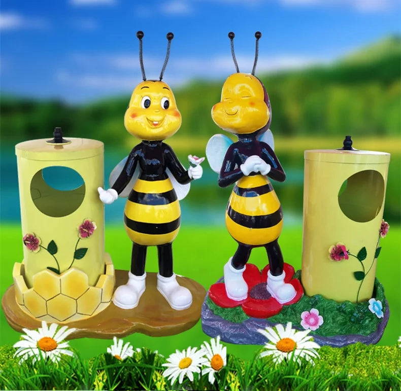 Large Musician Bee Sculpture Fiberglass Animal Figurine Art Design Animal Sculpture for Mall Decoration