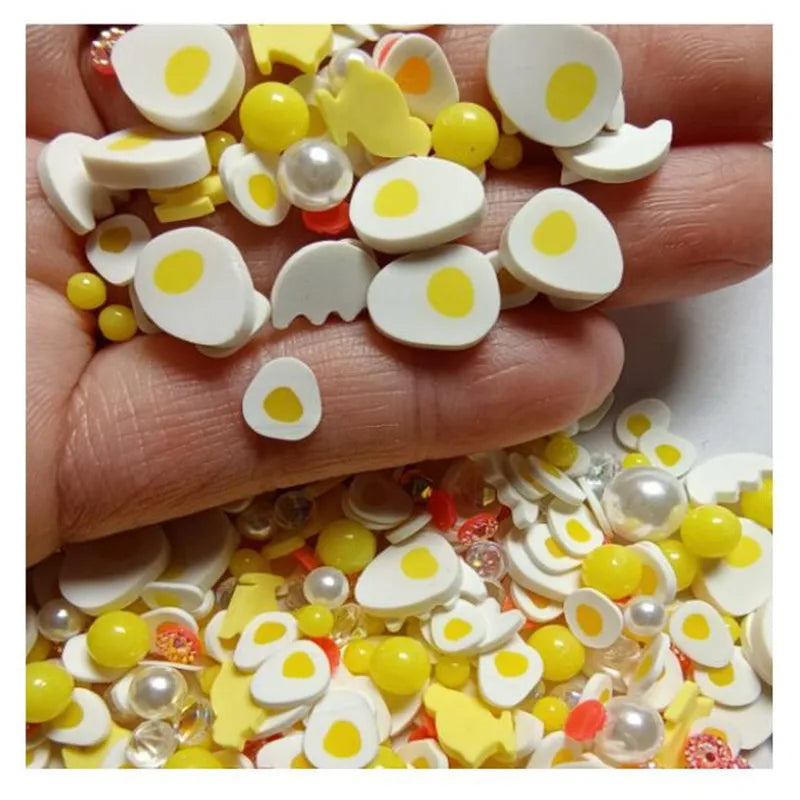 Simulation Egg Slices Clay Polymer Sprinkles for Slime Embellishments Addition for Fluffy Fillers