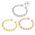 Adjustable Gold Plated Anxiety Ring Classic Elegant Spinning Beaded Stainless Steel Fedget Ring for Women Men
