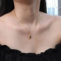 Chris April 316L Stainless Steel PVD Gold Plating Black Onyx Pendant Necklace