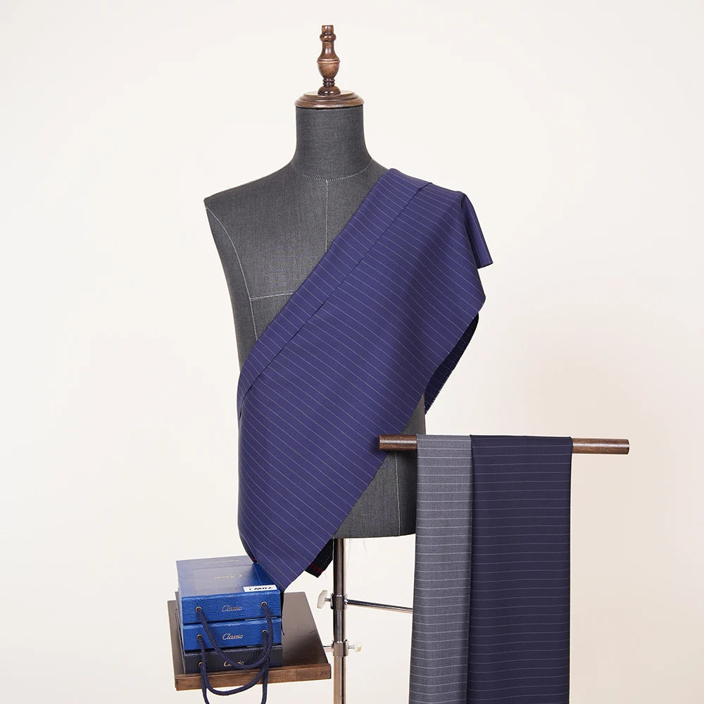 Super Fine 100% Merino Wool Fabric Organic Italian Suit Fabric for Men's Suit Stripe Style