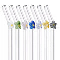 8mm Cute Daisy Glass Straws With Flowers Charm Design