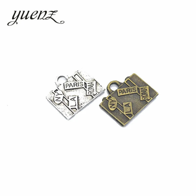 YuenZ Bronze Tibetan Silver Plated Suitcase Charms Pendant Jewelry Making Accessories DIY Crafts 17*15mm J216