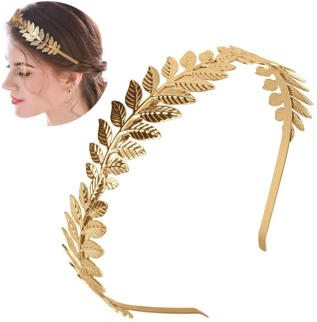 Retro Gold Leaf Wedding Roman Bride Greek Women Hair Accessories Bride Head Jewel Headband Head Tiaras Crown Jewelry Hair Hoop