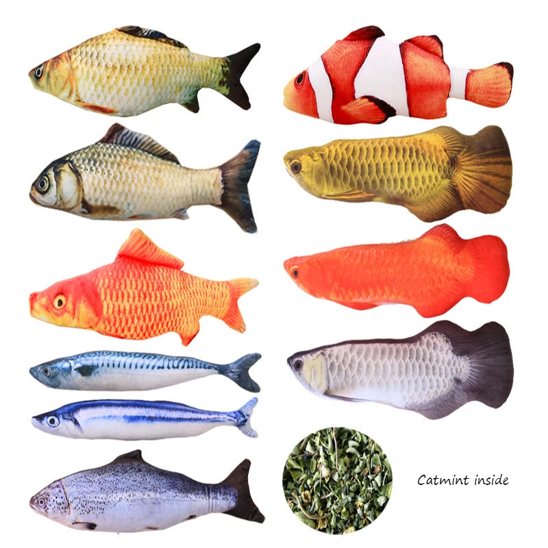 12 Types Fish for Choice Catnip Toys Plush Interactive Floppy Fish Cat Toy Flopping Fish Dog Toy