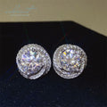 Silver 925 Original Total 6 Carat Brilliant Cut Diamond Test Past D Color Moissanite Flower Stud Earrings Real Gemstone Jewelry