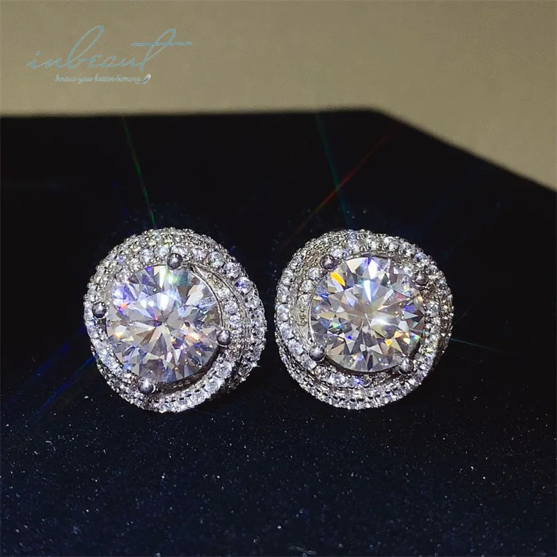 Silver 925 Original Total 6 Carat Brilliant Cut Diamond Test Past D Color Moissanite Flower Stud Earrings Real Gemstone Jewelry