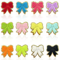 Wholesale Cute 6CM Small Chenille Embroidery Bow Iron on Patch Gold Glitter Bow Patch Backpacks for Jackets Kids Clothes DIY