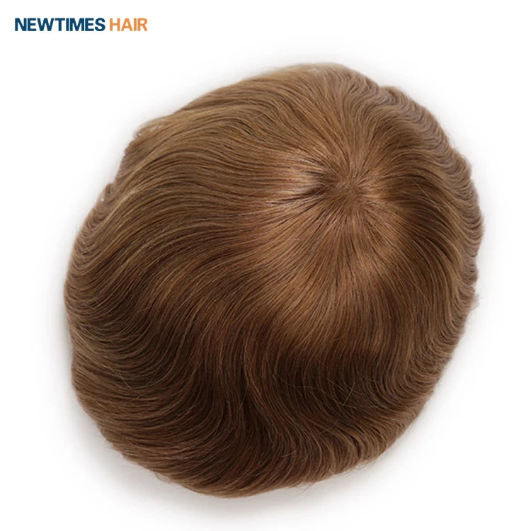 Stock Super Thin Skin PU Hair System Light Density Toupee Patch Hair Replacement for Men 8*6 Grade Remy Indian Hair