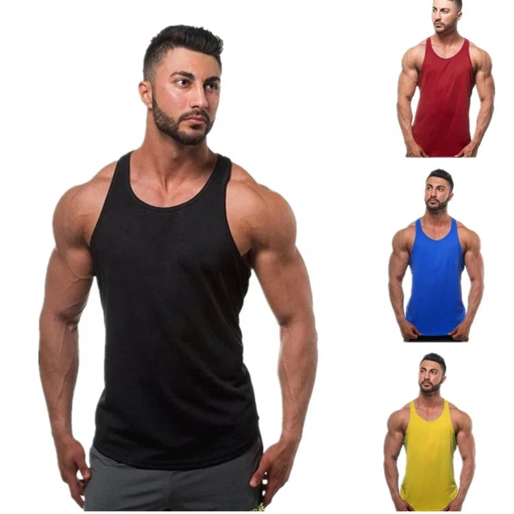 Factory Oem logo Custom Cotton Sports Men's Work Out Gym Light Weight Fitness Men Bodybuilding tank Top Vest Singlet tank Tops