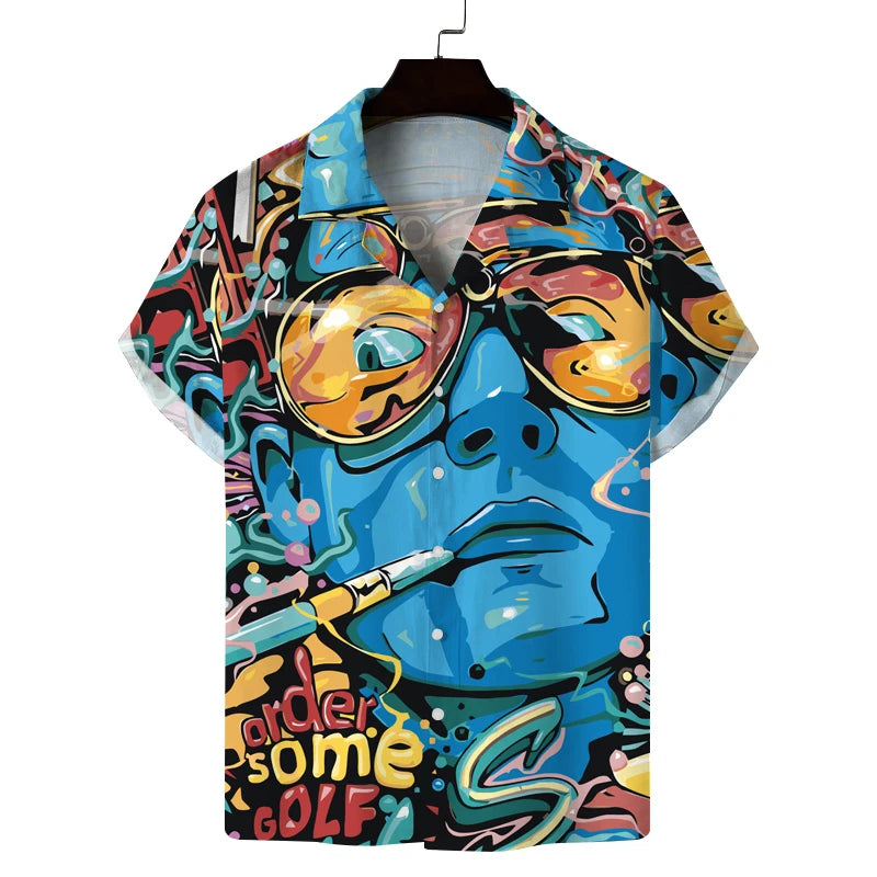 Mens Floral Hawaiian Shirt 100% Polyester Quick Dry Breathable Beach Tropical Vacation Cruise Hawaii Vintage Bowling Shirt