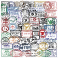 60Pcs Transparent Retro Postmark Graffiti Stickers for Luggage Suitcase Decor World Travel Stamp Sealing Sticker