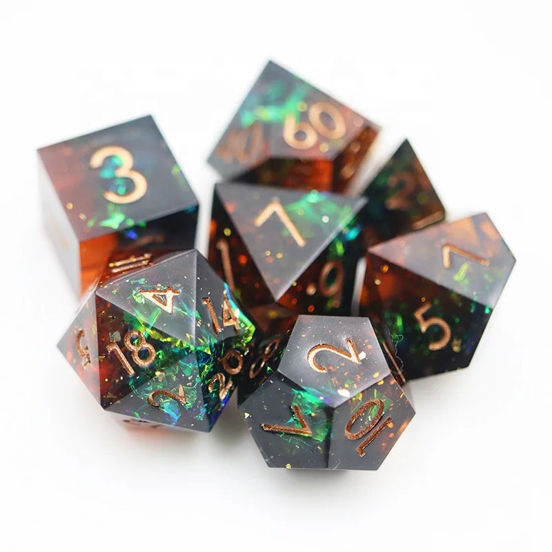 16mm Polyhedral Custom RPG DnD Resin Dice with Sharp Edges for Dnd Players
