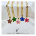 Carline Flower Luxury Fashion Fine Jewelry Wholesale Stainless Steel Minimalist Gold Plated Pendant Enamel Charm Necklace