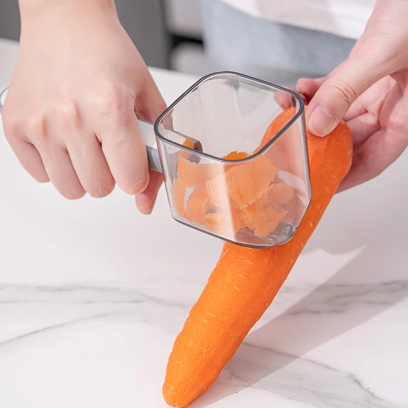 Chinese Style Fruits and Vegetables Peeler with Plastic Handle Skin Storage Container Enjoy Fresh Fruit Anytime for Your Family