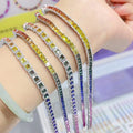 New Arrival Rainbow Sapphire Moissanite Shining Bracelet 9K Gold Color Handmade Knitting Gift for Christmas