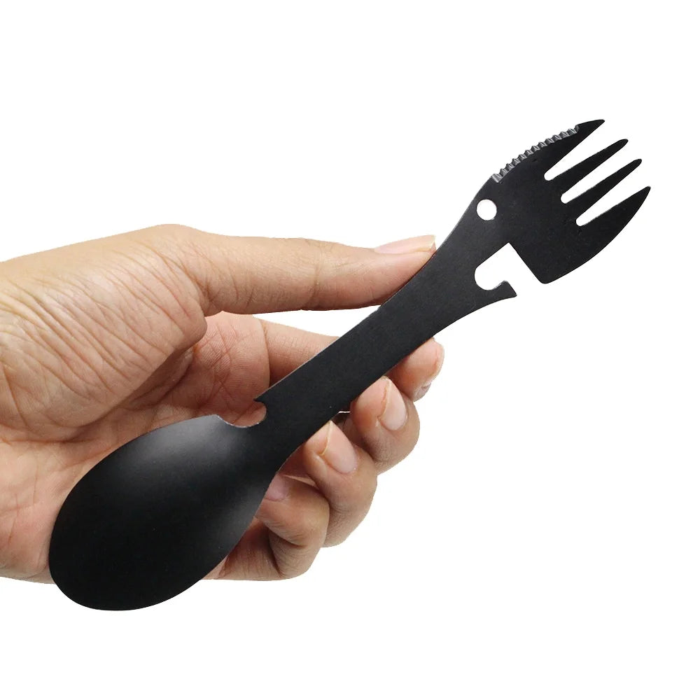 Stainless Steel Camping Utensil Spork Knife Multifunctional Tableware Newest Product Knife Camping Picnic Fork for Outdoor