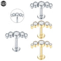 Internally Threaded ASTM F136 Titanium Lip Studs Labret Rings CZ Ear Stud Body Piercing Jewelry for Ear Cartilage