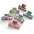 Colorful Pattern Hollow square Hair Clip Claw Girls Glossy Large Shark Hair Clamp Clip Female PVC Hair Claw Clips