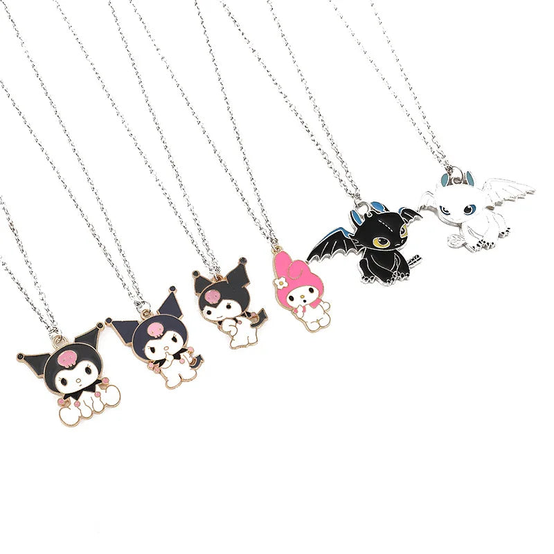 Fashion Jewelry Necklaces Dainty Chain Necklace Anime Kuromi Series Custom Necklace for Women Zinc Alloy Silver Chain 5 G 2pcs