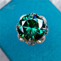 Silver 925 Original 10 Carat Brilliant Cut Diamond Test Past Green Moissanite Romantic Rose Wedding Ring Women Gift Fine Jewelry