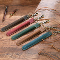 Portable Gift Quality Pen Sleeve Bag Lanyard Real Cowhide Leather Pencil case Mini Pen Pouch Bags