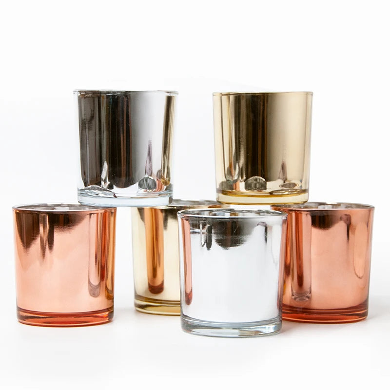Colourful Decorative Fancy Luxury Electroplated Modern Custom Empty Candle Jars in Bulk