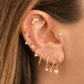 10Pcs Geometric Star and Moon Earrings With Shiny Zircon Modern Jewelry for Women Party Gift Earrings Set