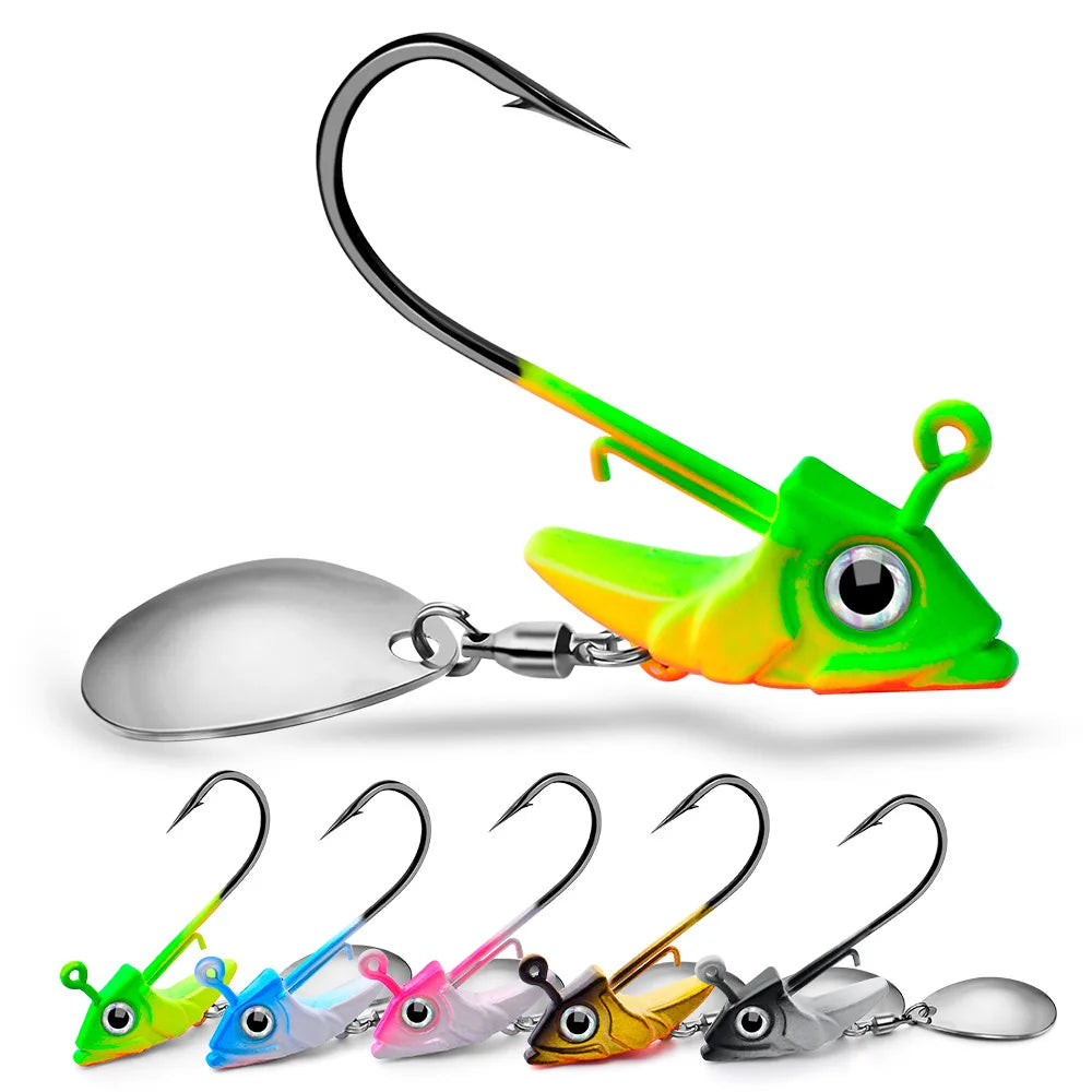 SNEDA Wholesale High Carbon Steel 7.5g 10.5g 15g Jigging Head Hook Rotation Spinner Spoon Lifelike Jigs Hooks Fishing Tackle Cod