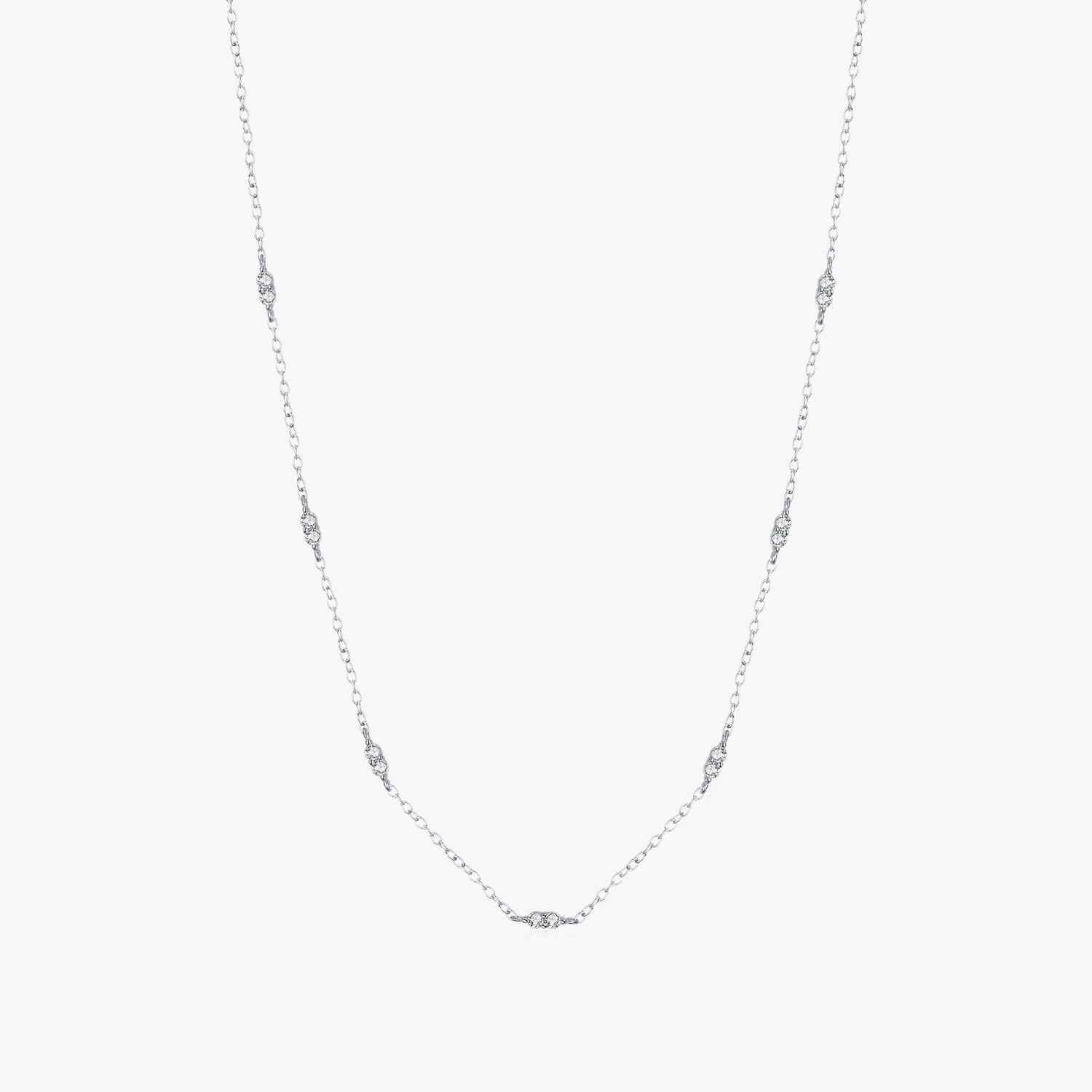 925 Sterling Silver Dainty Simple Sparkling CZ Choker Necklace Short Charm Necklaces Fashion Jewelry for Women Accessories