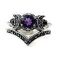 New Arrival Dismantling Moon Queen Rings Bohemia Gothic Amethyst Moon Witch Rings for Women Girls