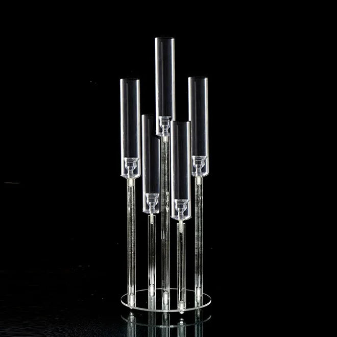 HOT 3/5/6 Arms Acrylic Candelabra Centerpieces Crystal Candlesticks Pillar Taper Candlesticks for Living Room Mantle Decoration